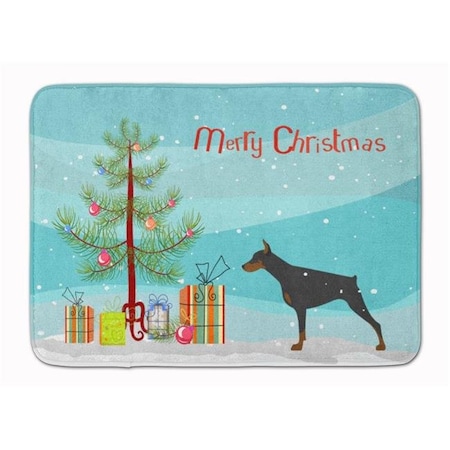 Carolines Treasures Carolines Treasures BB2978RUG Doberman Pinscher Merry Christmas Tree Machine Washable Memory Foam Mat BB2978RUG